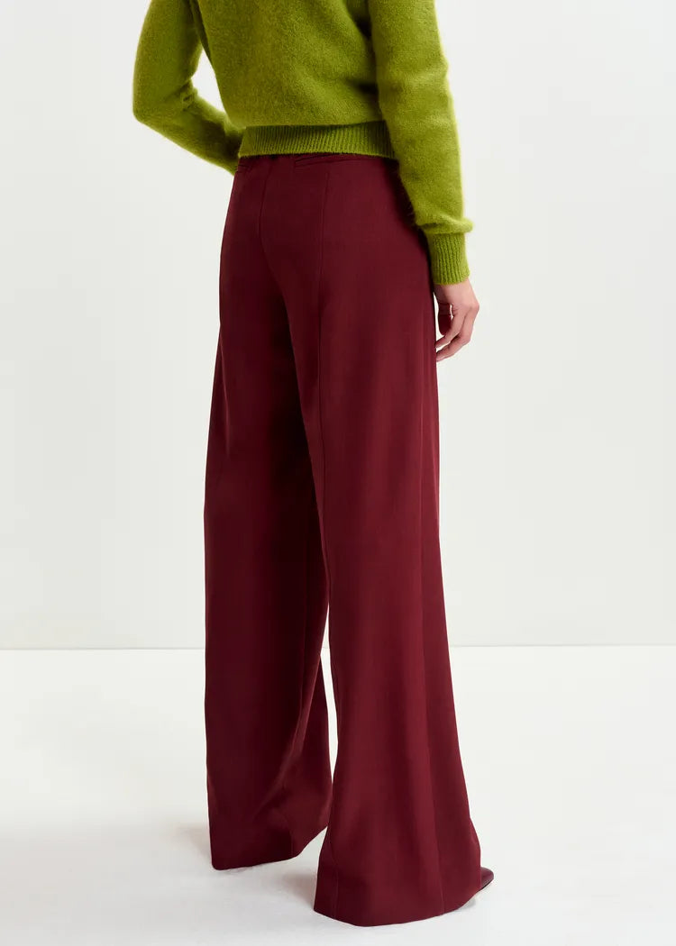 Essentiel Antwerp Burgundy Wide Leg Suit Trousers