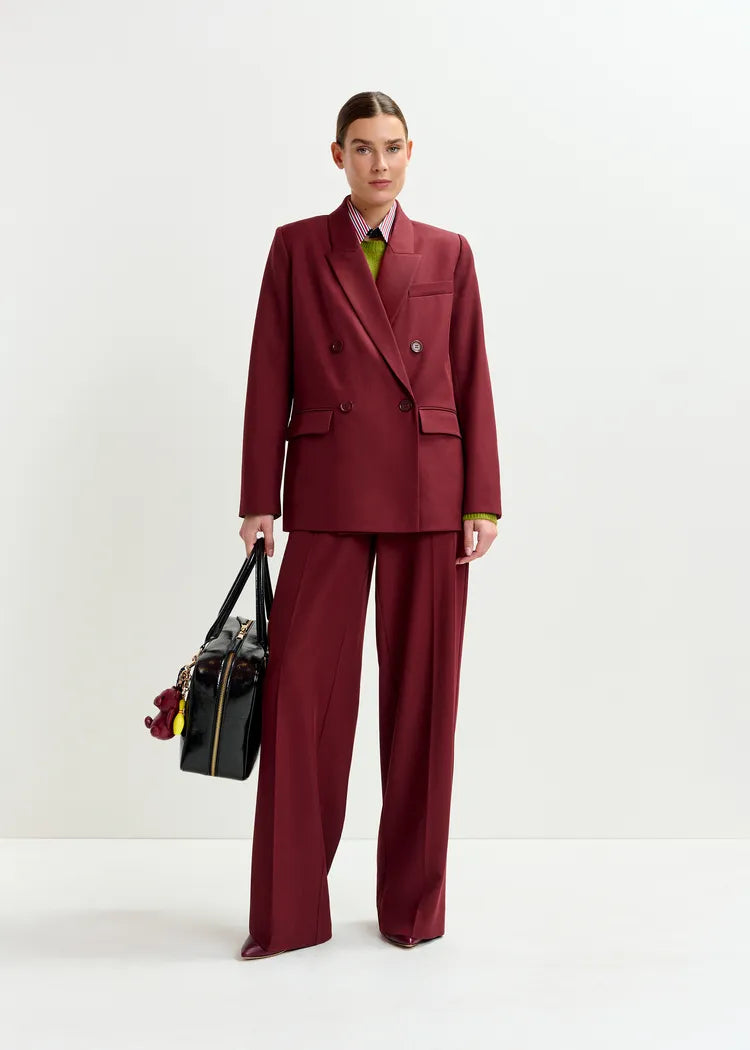 Essentiel Antwerp Burgundy Double-Breasted Suit Blazer
