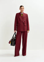 Essentiel Antwerp Burgundy Double-Breasted Suit Blazer