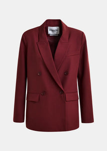 Essentiel Antwerp Burgundy Double-Breasted Suit Blazer