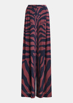 Essentiel Antwerp Navy & Mauve Zebra Print Palazzo Pants