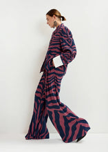 Load image into Gallery viewer, Essentiel Antwerp Navy &amp; Mauve Zebra Print Shirt with White Cuff
