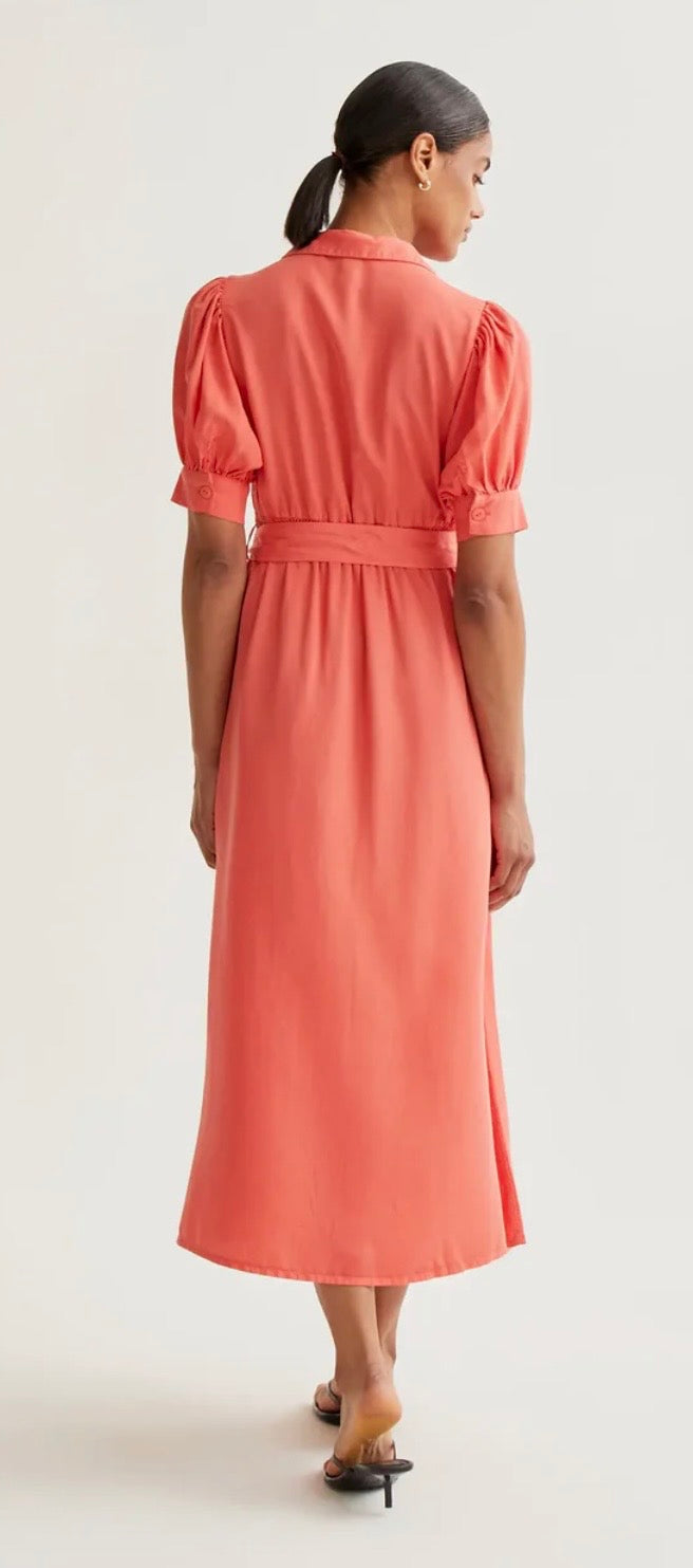Wild Pony Coral Shirt MIDI Dress