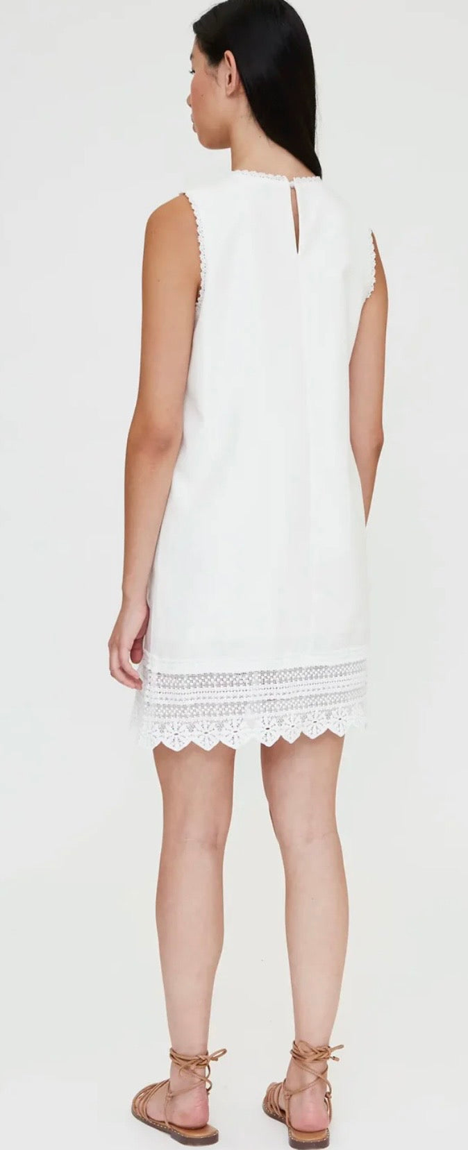 Wild Pony White Cotton Shift Dress with Embroidery Anglaise