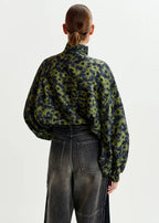 Essentiel Antwerp Green & Navy Jacquard PussyBow Blouse
