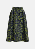 Essentiel Antwerp Green & Navy Jacquard Full Circle Midi Skirt