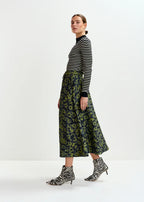 Essentiel Antwerp Green & Navy Jacquard Full Circle Midi Skirt