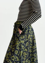 Essentiel Antwerp Green & Navy Jacquard Full Circle Midi Skirt