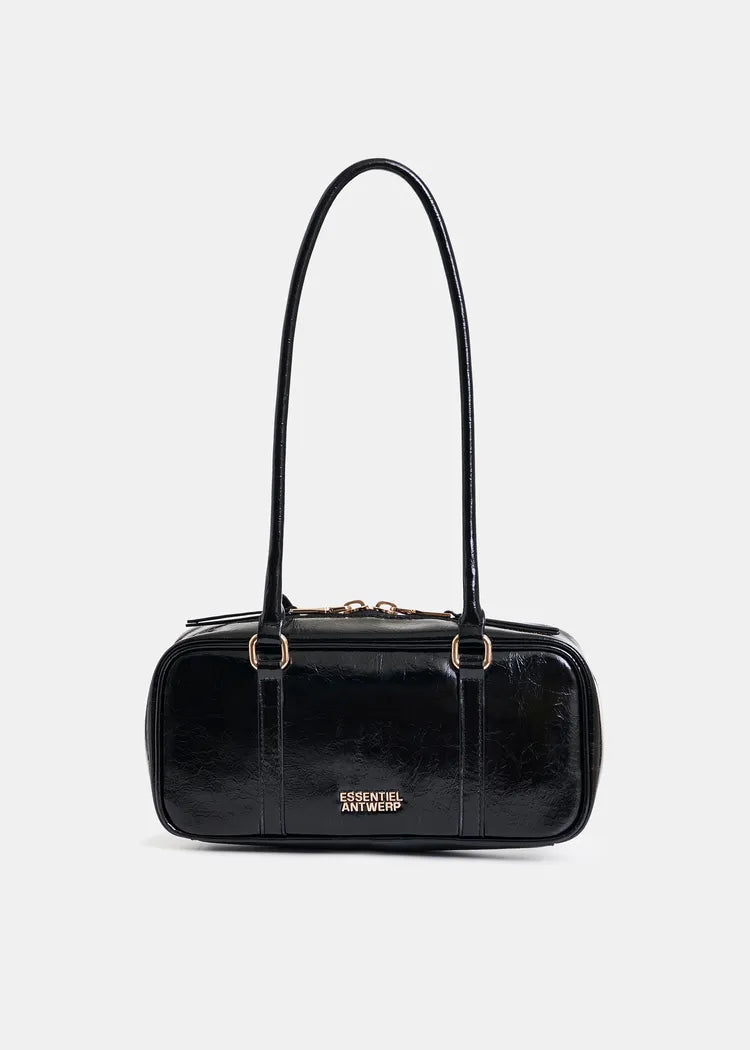Essentiel Antwerp Black Glossy Shoulder Bag