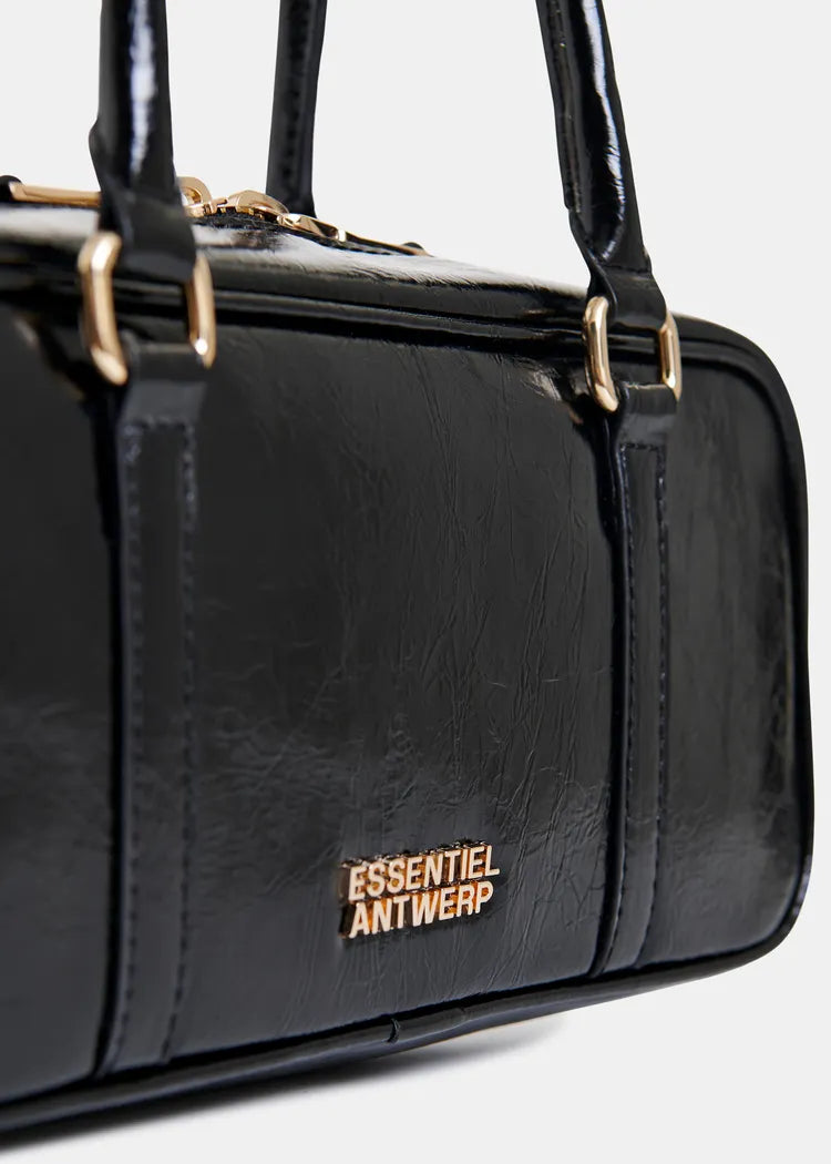 Essentiel Antwerp Black Glossy Shoulder Bag