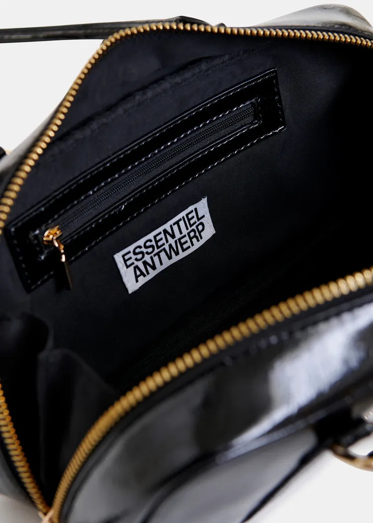 Essentiel Antwerp Black Glossy Shoulder Bag