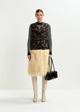 Load image into Gallery viewer, Essentiel Antwerp Khaki Camouflage Wool-Blend Sleeveless Jacket with Off-White Faux Fur
