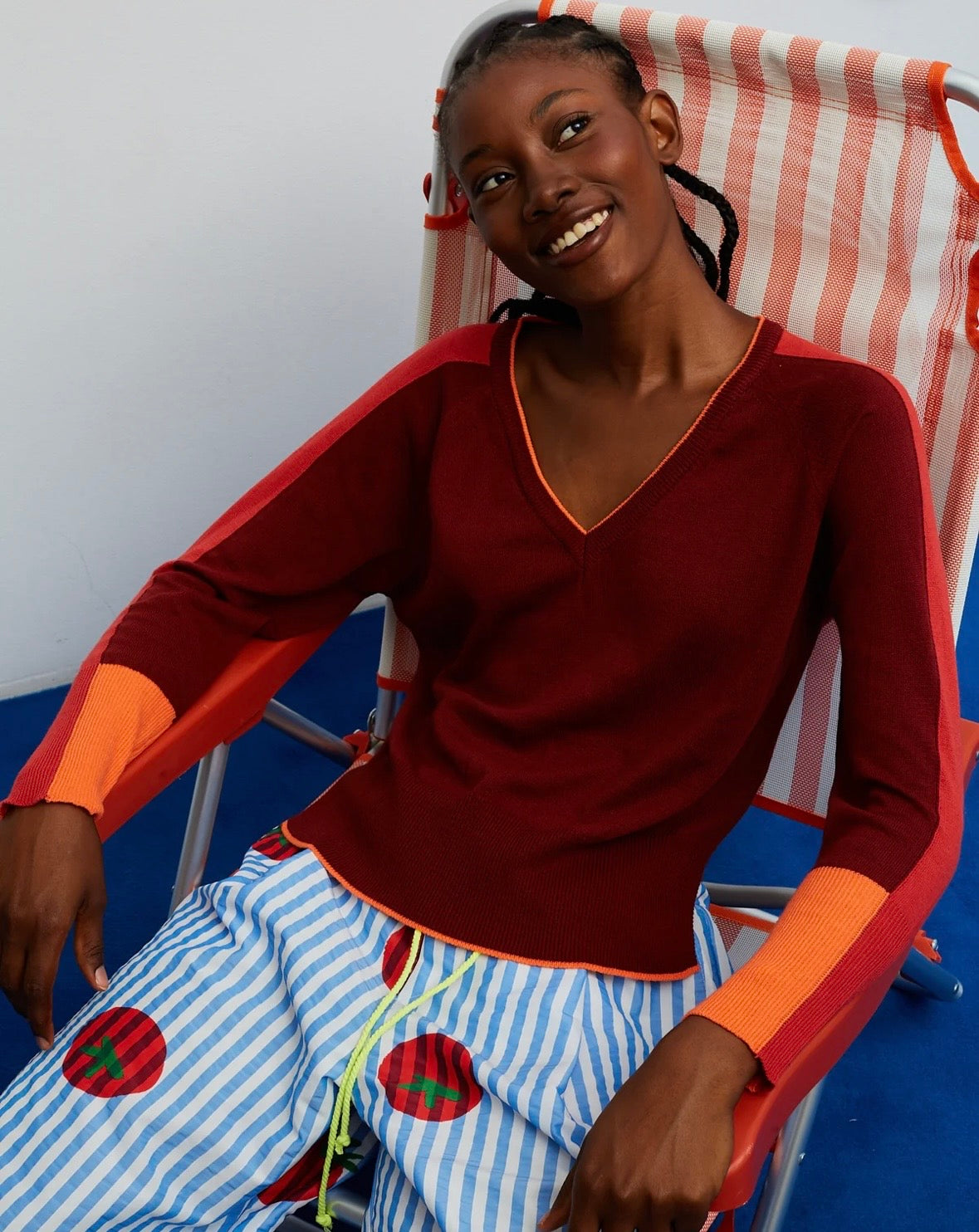 Dr. Bloom Burgundy V- Neck Sweater