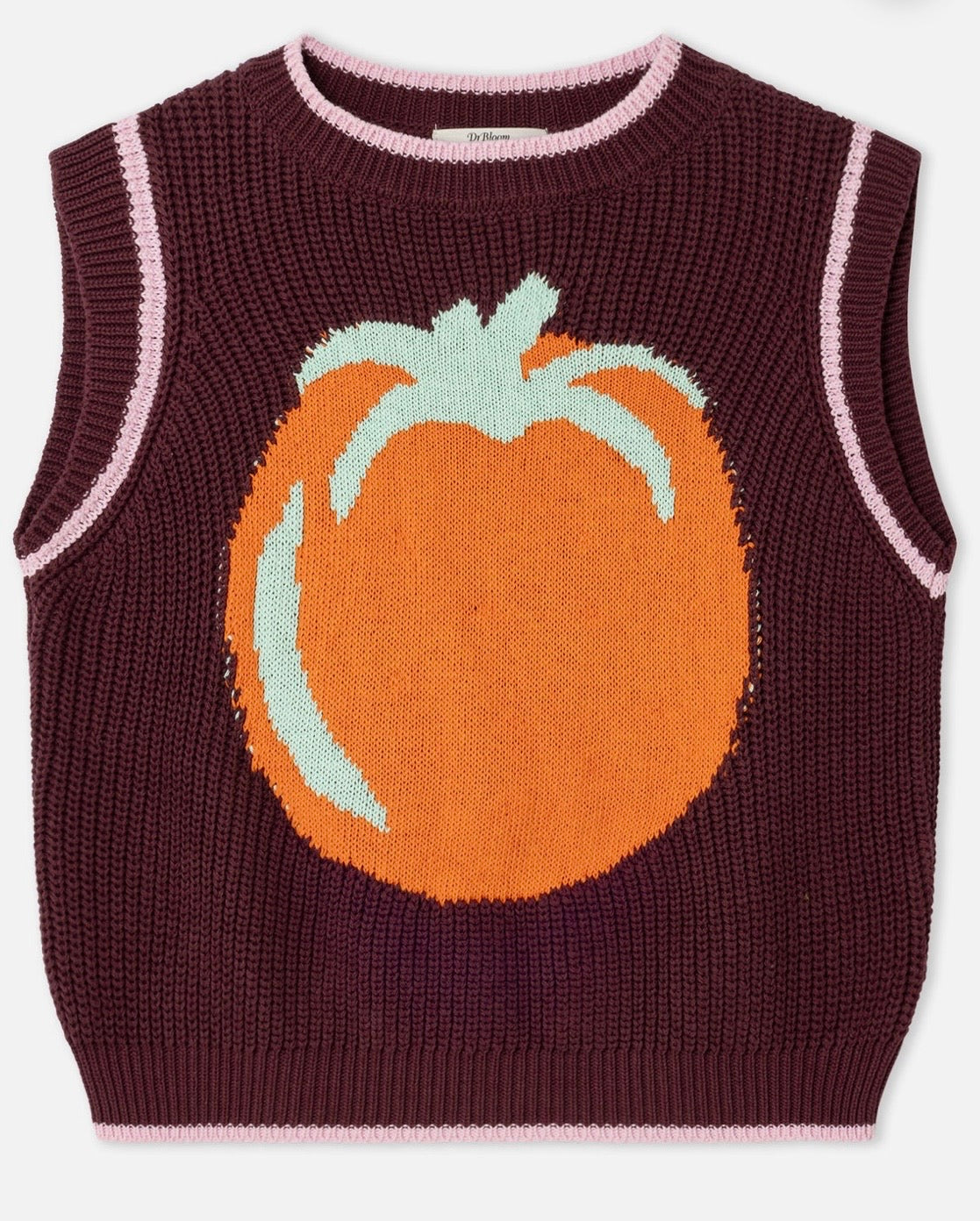 Dr. Bloom Burgundy "Tomato "Cotton Chunky Knit Vest