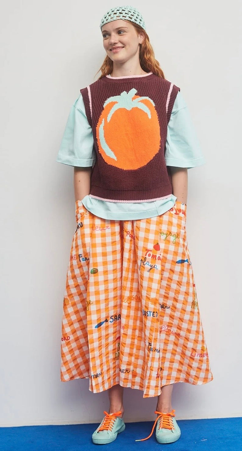 Dr. Bloom Burgundy "Tomato” Cotton Chunky Knit Vest