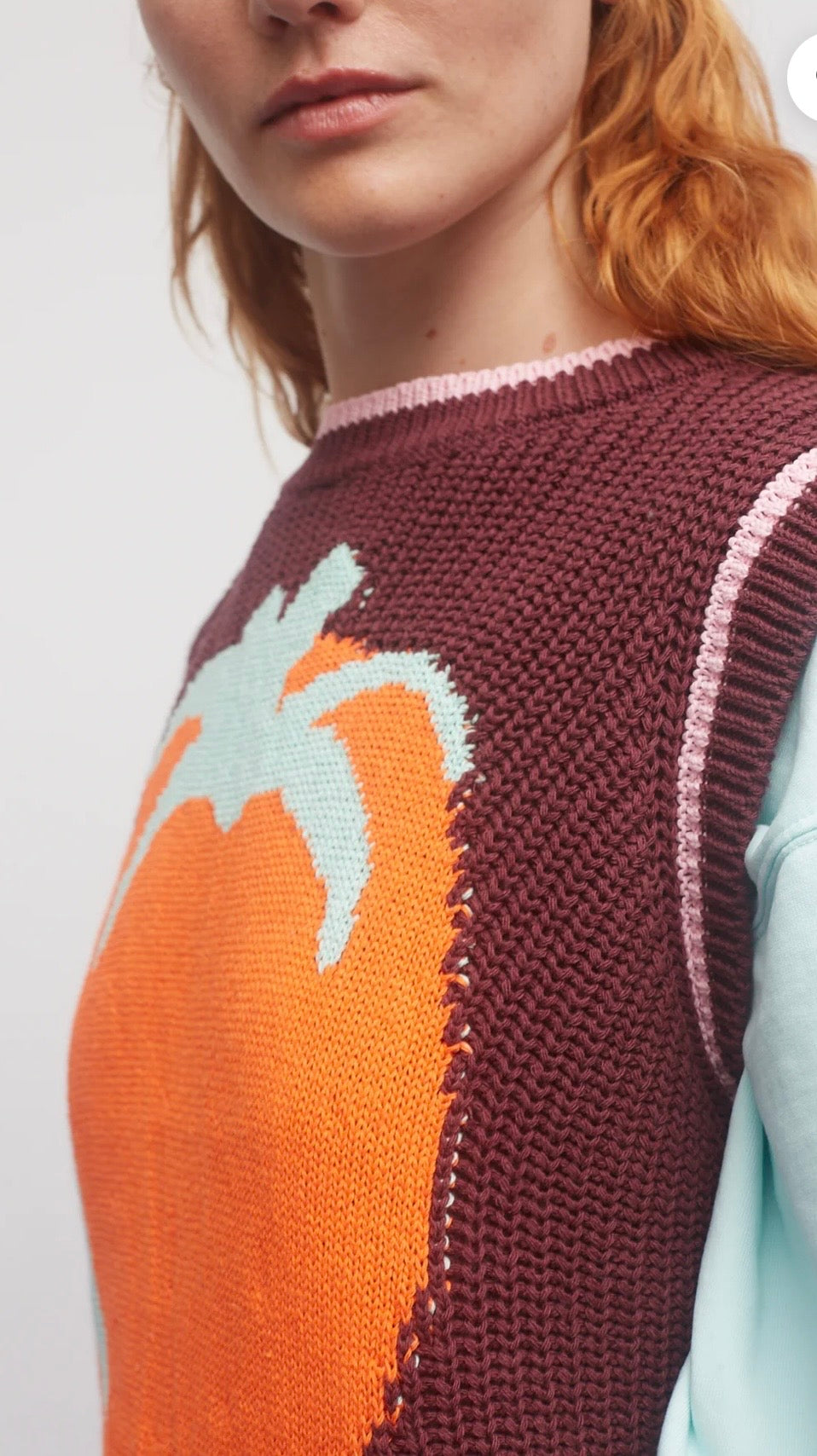 Dr. Bloom Burgundy "Tomato” Cotton Chunky Knit Vest