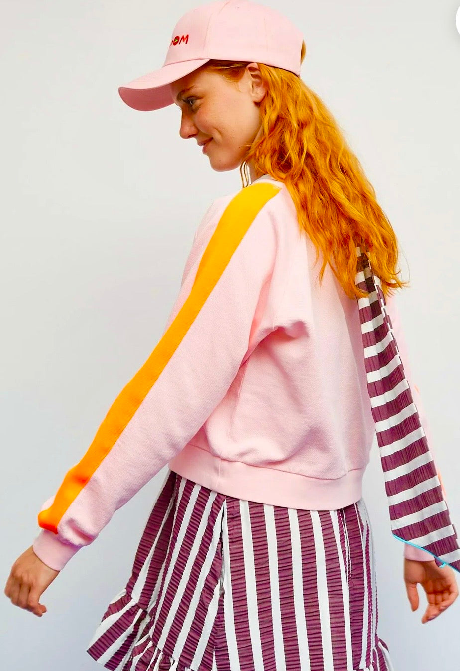 Dr. Bloom Pink & Orange Neon Stripe Sweatshirt