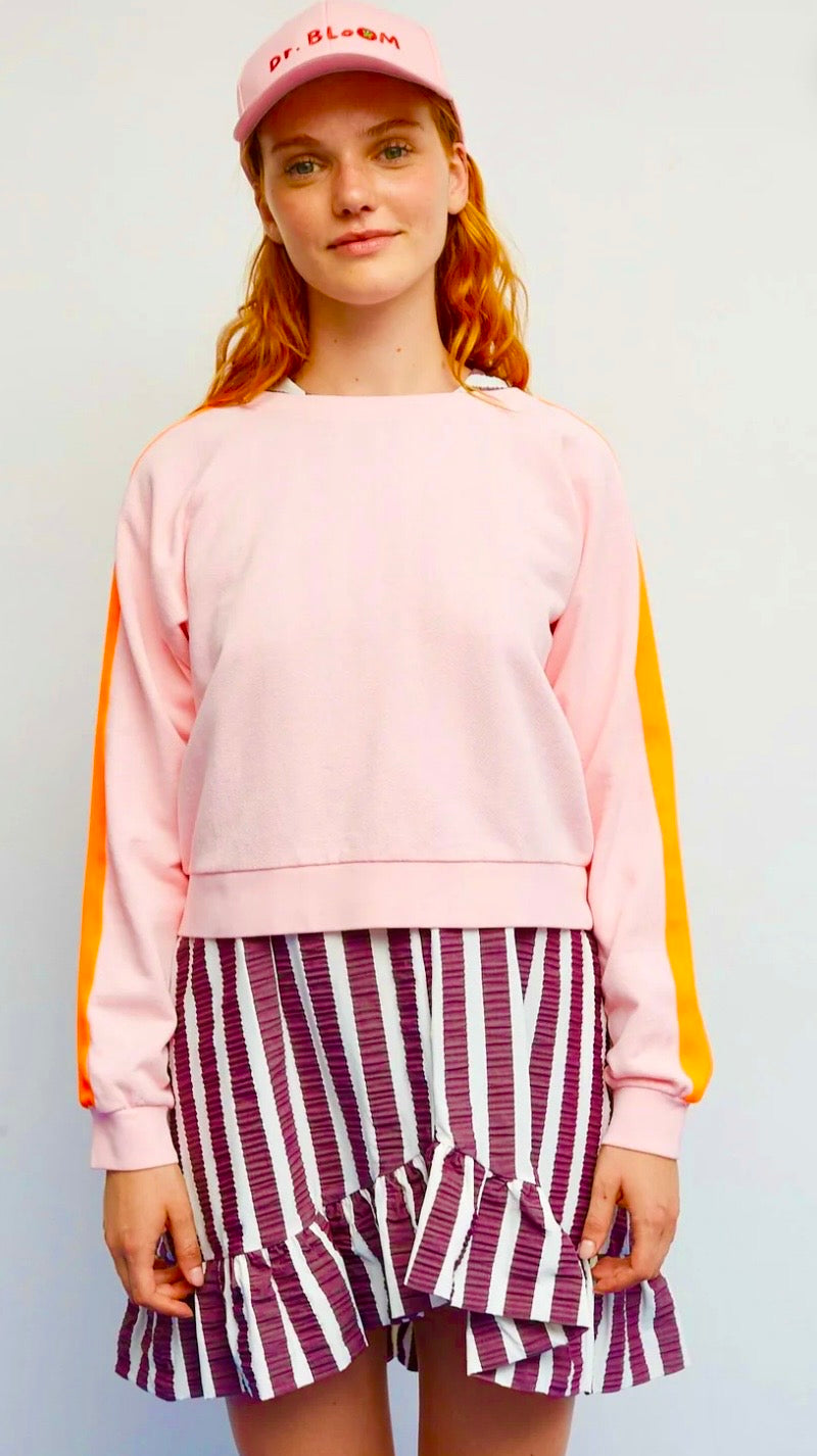 Dr. Bloom Pink & Orange Neon Stripe Sweatshirt