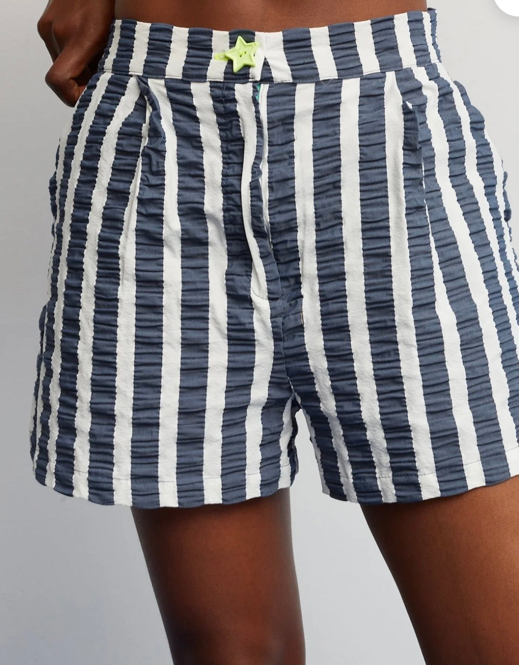 Dr. Bloom Petrol Blue & White Stripe Star Shorts