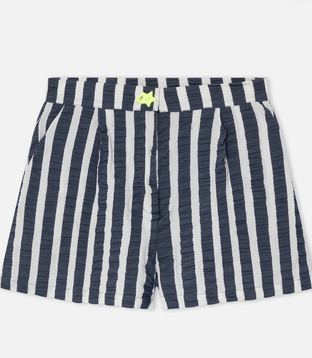 Dr. Bloom Petrol Blue & White Stripe Star Shorts