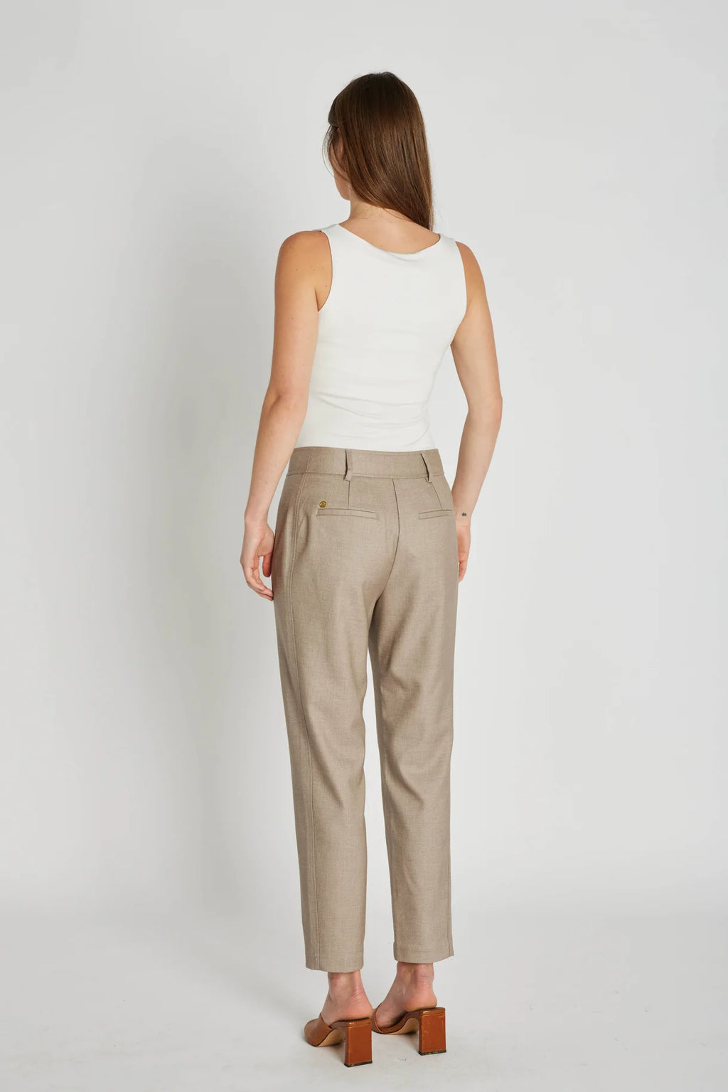 PBO Sand Tailored Cigarette Trousers