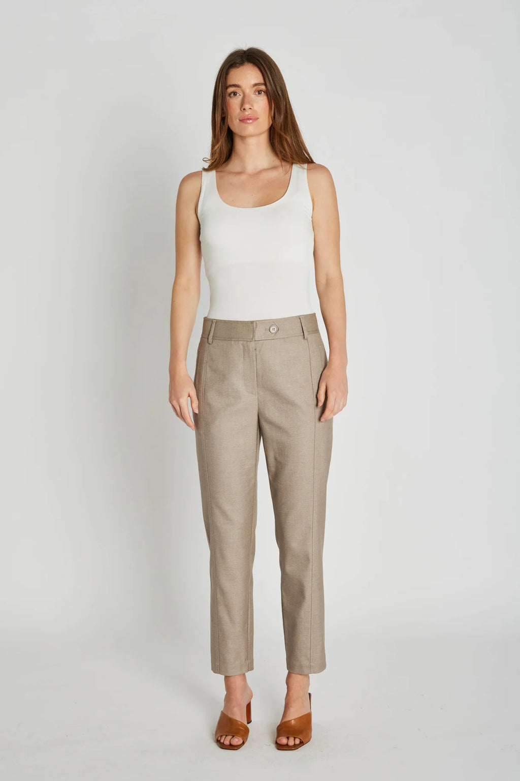 PBO Sand Tailored Cigarette Trousers