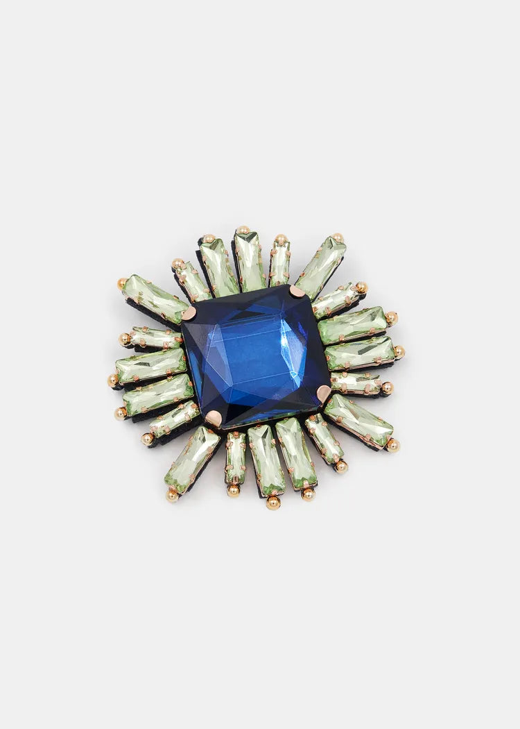Essentiel Antwerp Dark Blue & Light Green Large Brooch