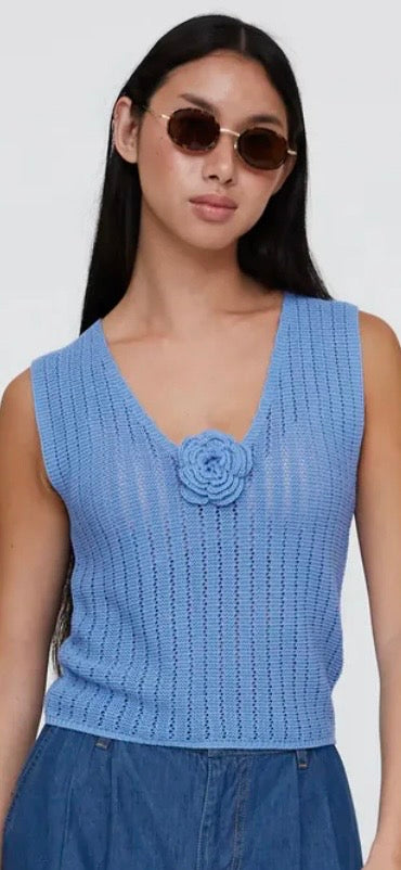 Wild Pony Wedgwood Blue Crotchet Top