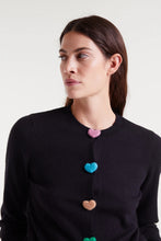 Load image into Gallery viewer, Compañia Fantastica Black Knit Cardigan with Coloured Heart Detail

