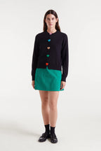 Compañia Fantastica Black Knit Cardigan with Coloured Heart Detail