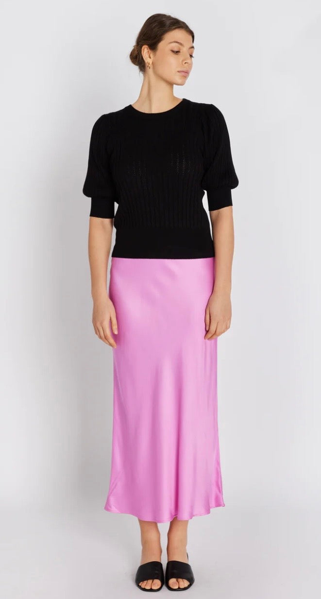RDF Pink Satin Slip Bias Cut Skirt