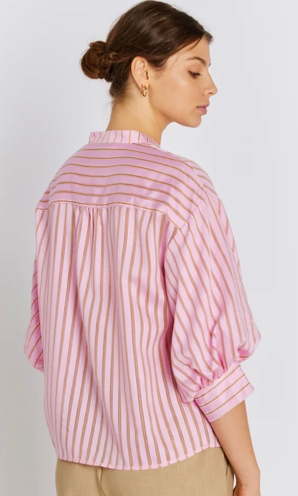 RDF Pink with Orange Stripe Puff Sleeve Shirt