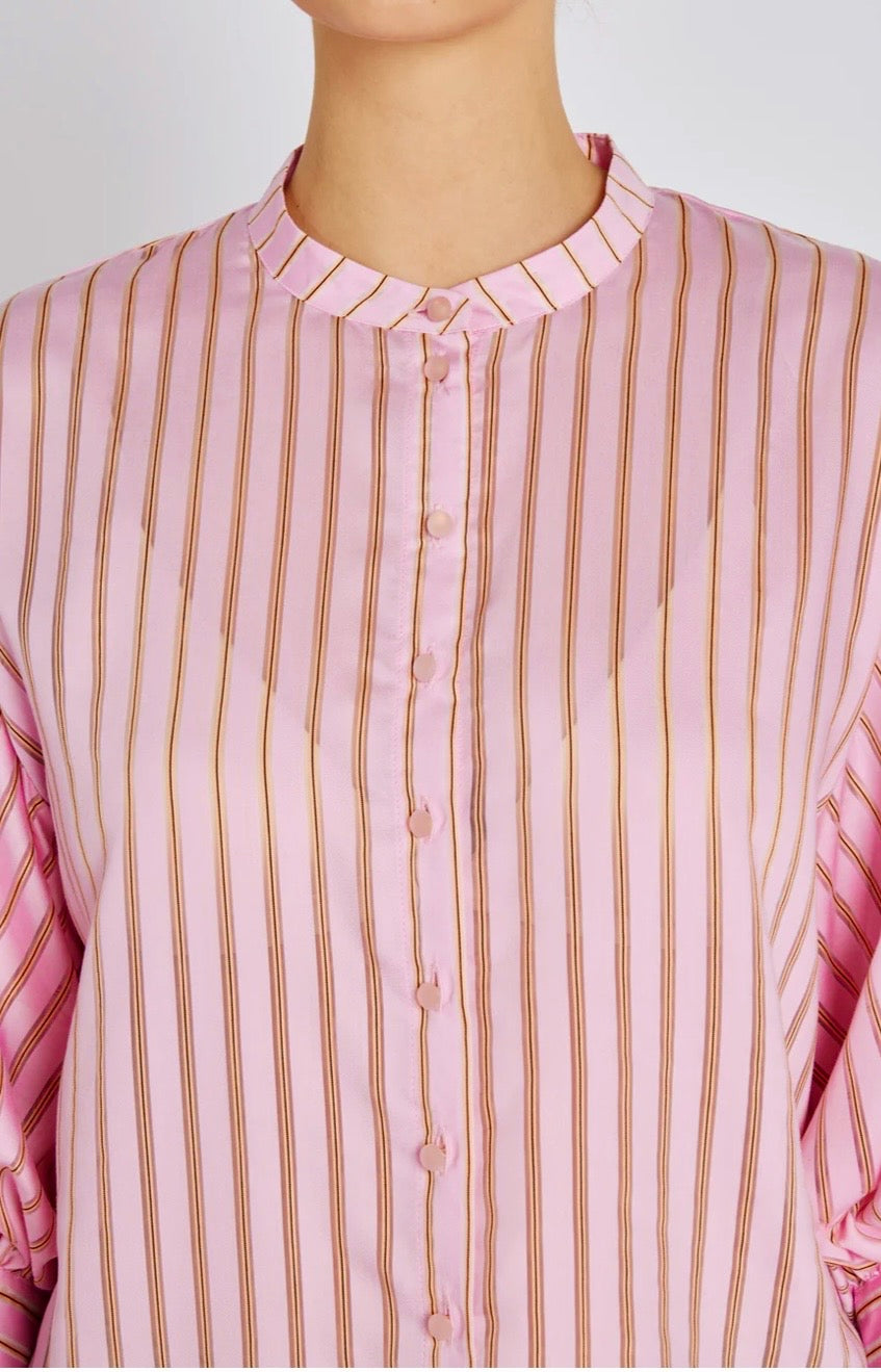 RDF Pink with Orange Stripe Puff Sleeve Shirt