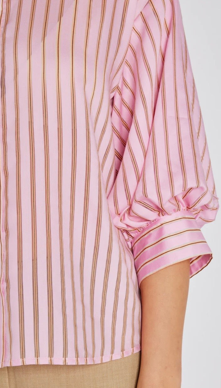 RDF Pink with Orange Stripe Puff Sleeve Shirt