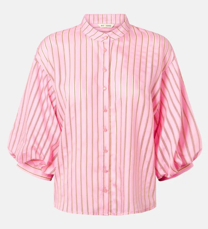 RDF Pink with Orange Stripe Puff Sleeve Shirt