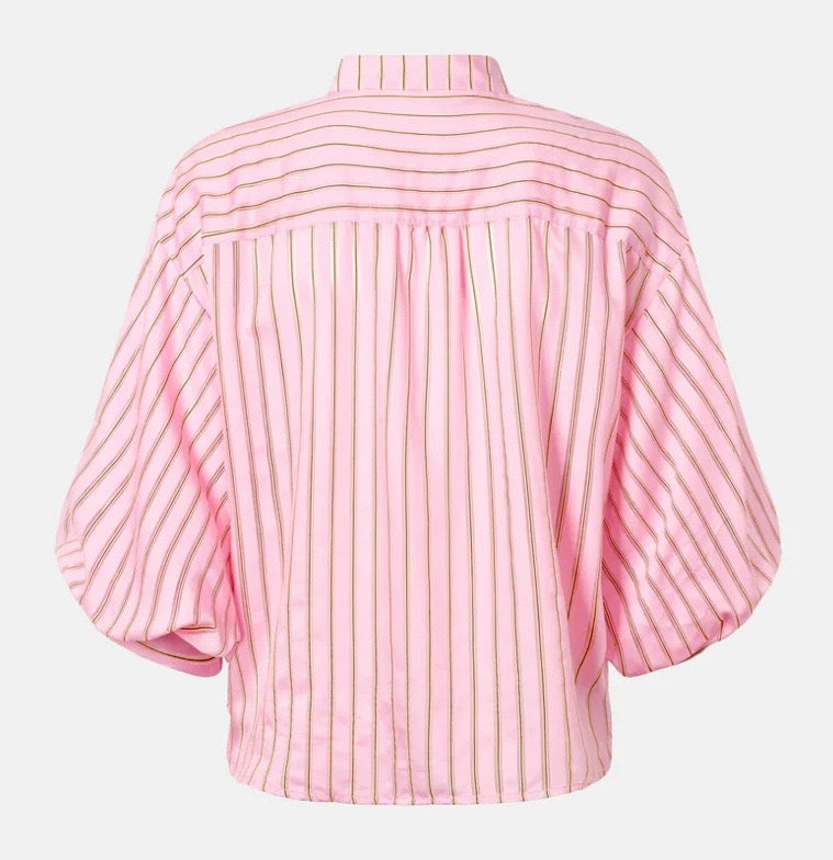 RDF Pink with Orange Stripe Puff Sleeve Shirt