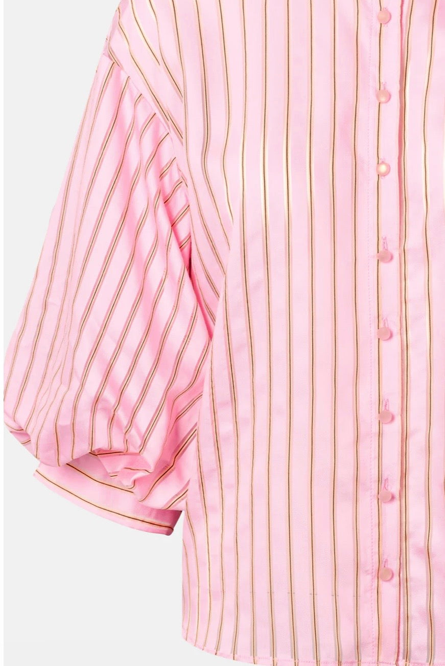 RDF Pink with Orange Stripe Puff Sleeve Shirt