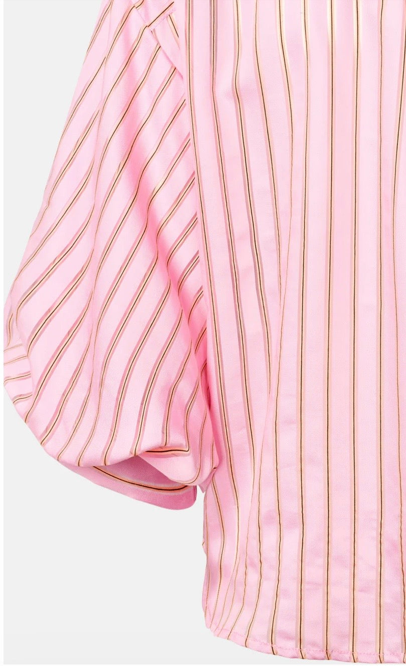 RDF Pink with Orange Stripe Puff Sleeve Shirt