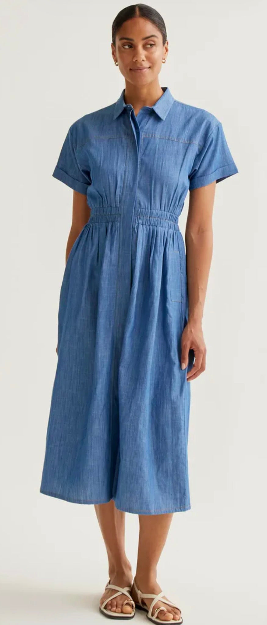 Compañía Blue Denim Wash Shirt Dress