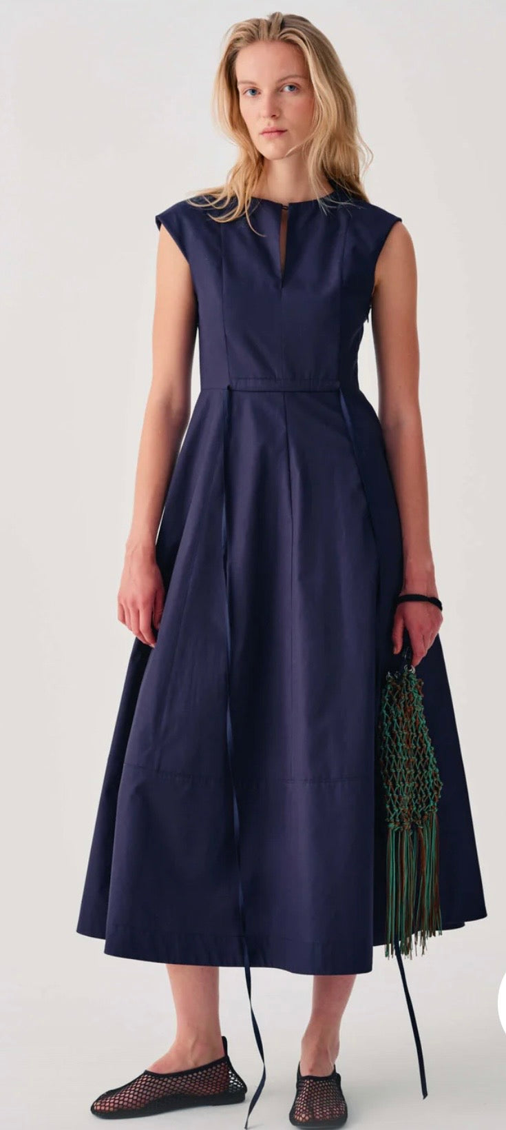 Beatrice B Navy Cotton "Dioresque" Classic Summer Dress