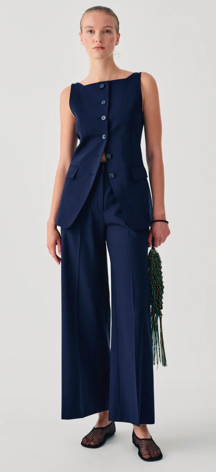 Beatrice B Navy Long Waistcoat