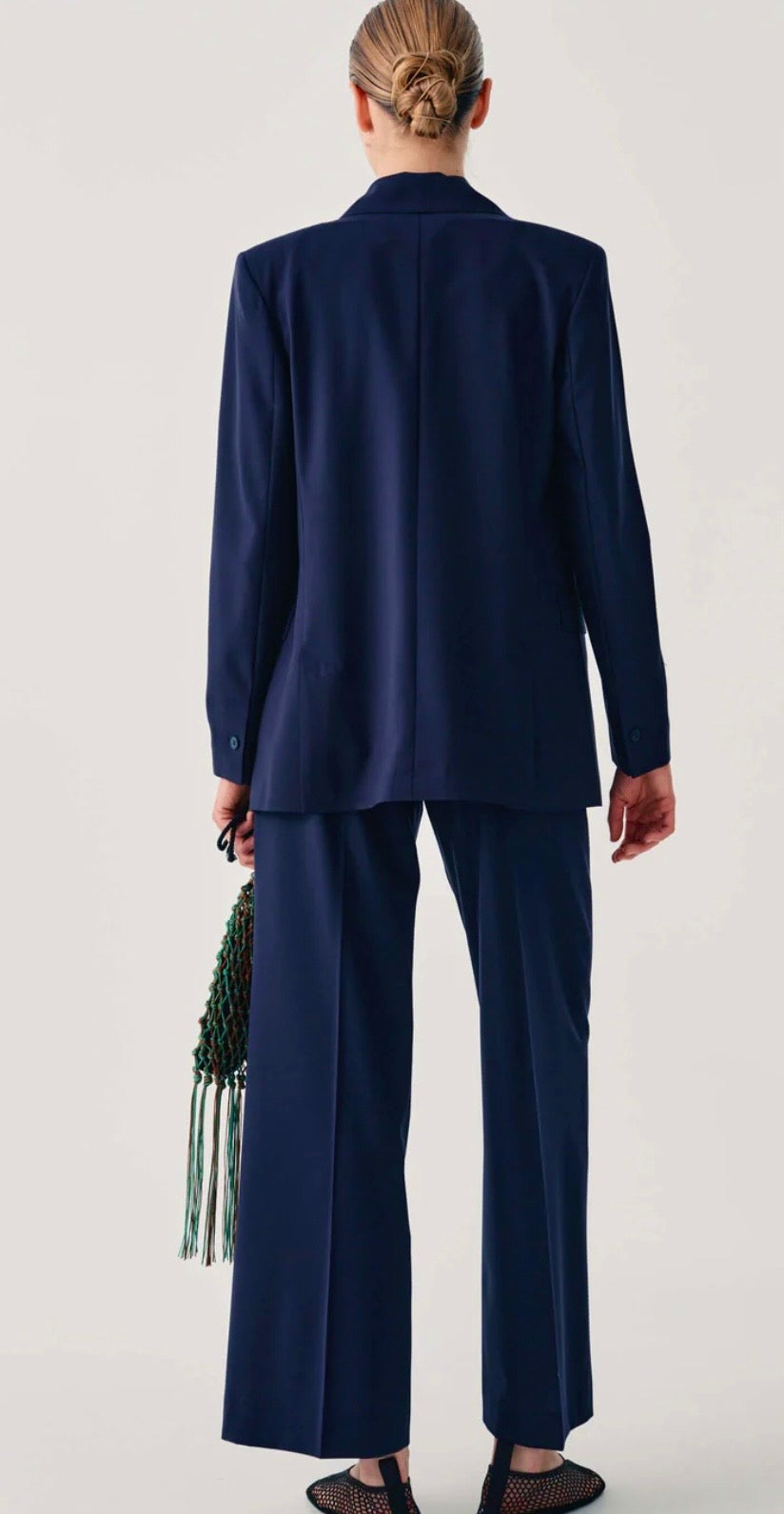 Beatrice B Navy Double Breasted Light Wool Blazer