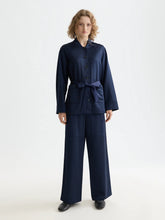Load image into Gallery viewer, Scotch &amp; Soda Navy Tailored Satin Blazer with Belt
