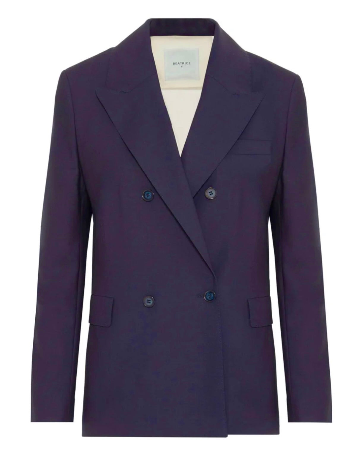 Beatrice B Navy Double Breasted Light Wool Blazer