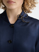 Load image into Gallery viewer, Scotch &amp; Soda Navy Tailored Satin Blazer with Belt
