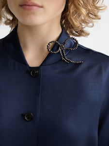 Scotch & Soda Navy Tailored Satin Blazer with Belt