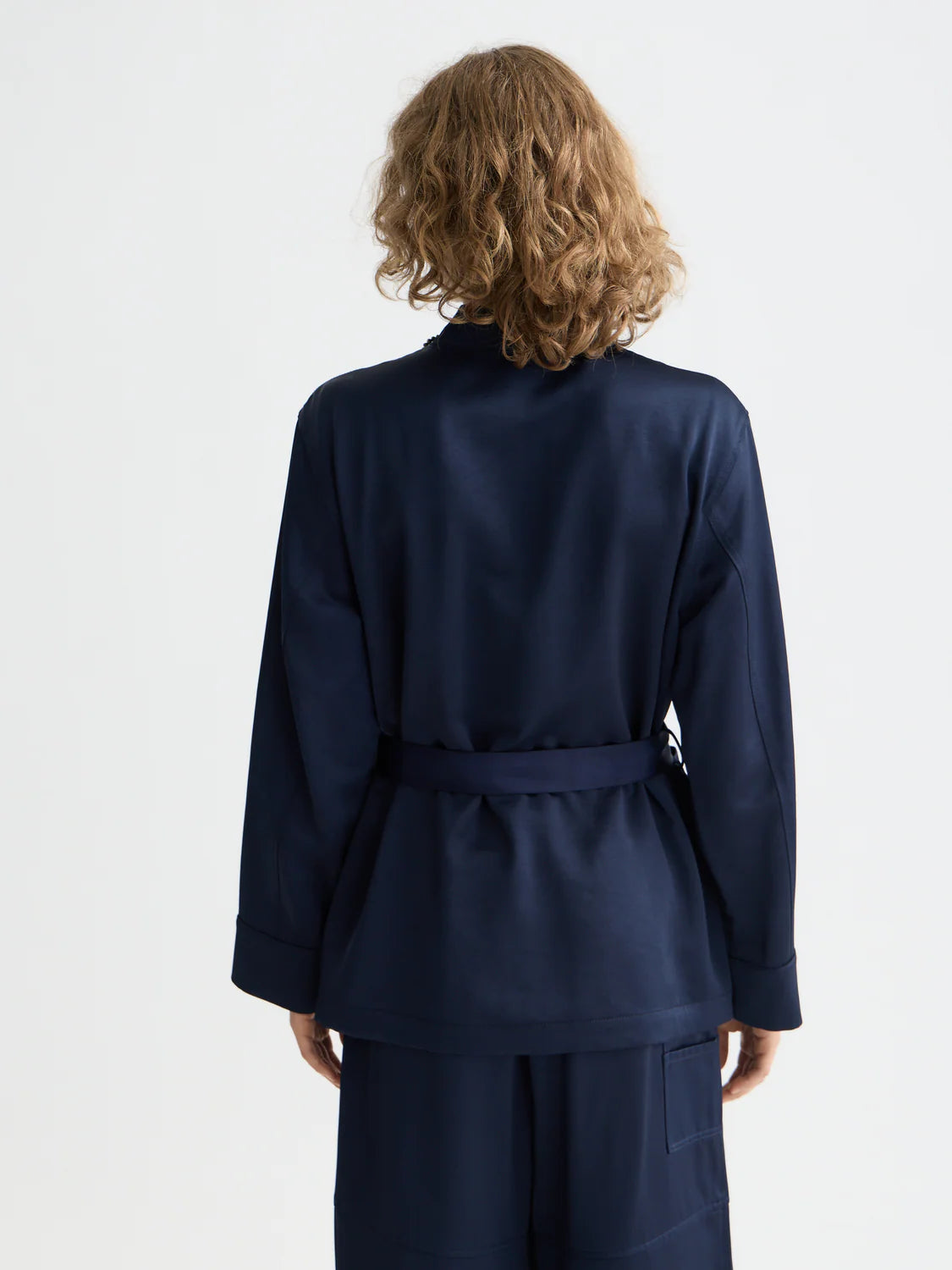 Scotch & Soda Navy Tailored Satin Blazer with Belt