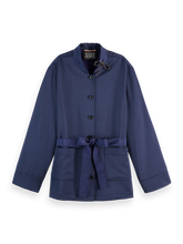 Load image into Gallery viewer, Scotch &amp; Soda Navy Tailored Satin Blazer with Belt
