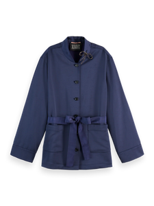 Scotch & Soda Navy Tailored Satin Blazer with Belt