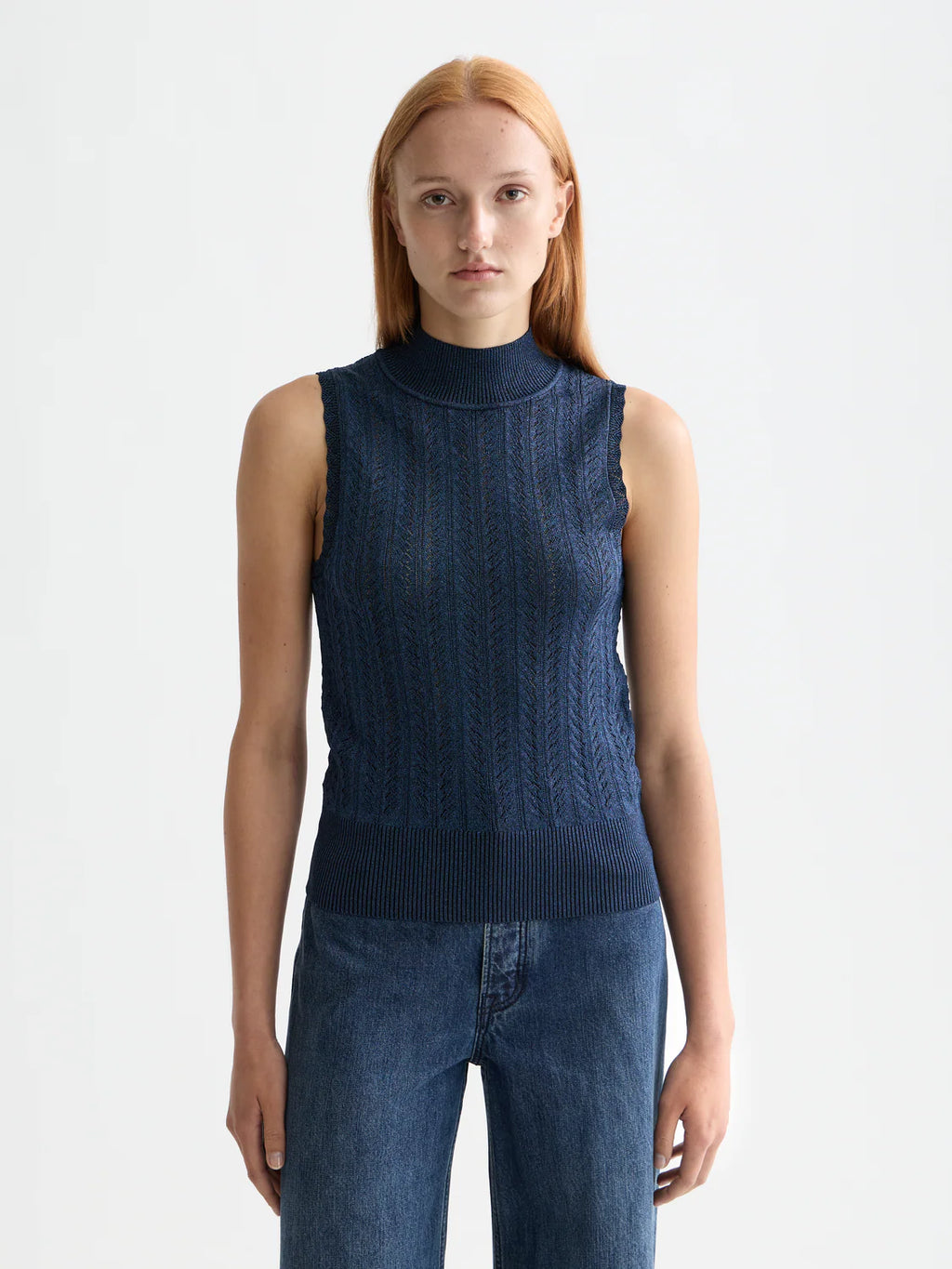 Scotch & Soda Navy Lurex Knitted Tank Top